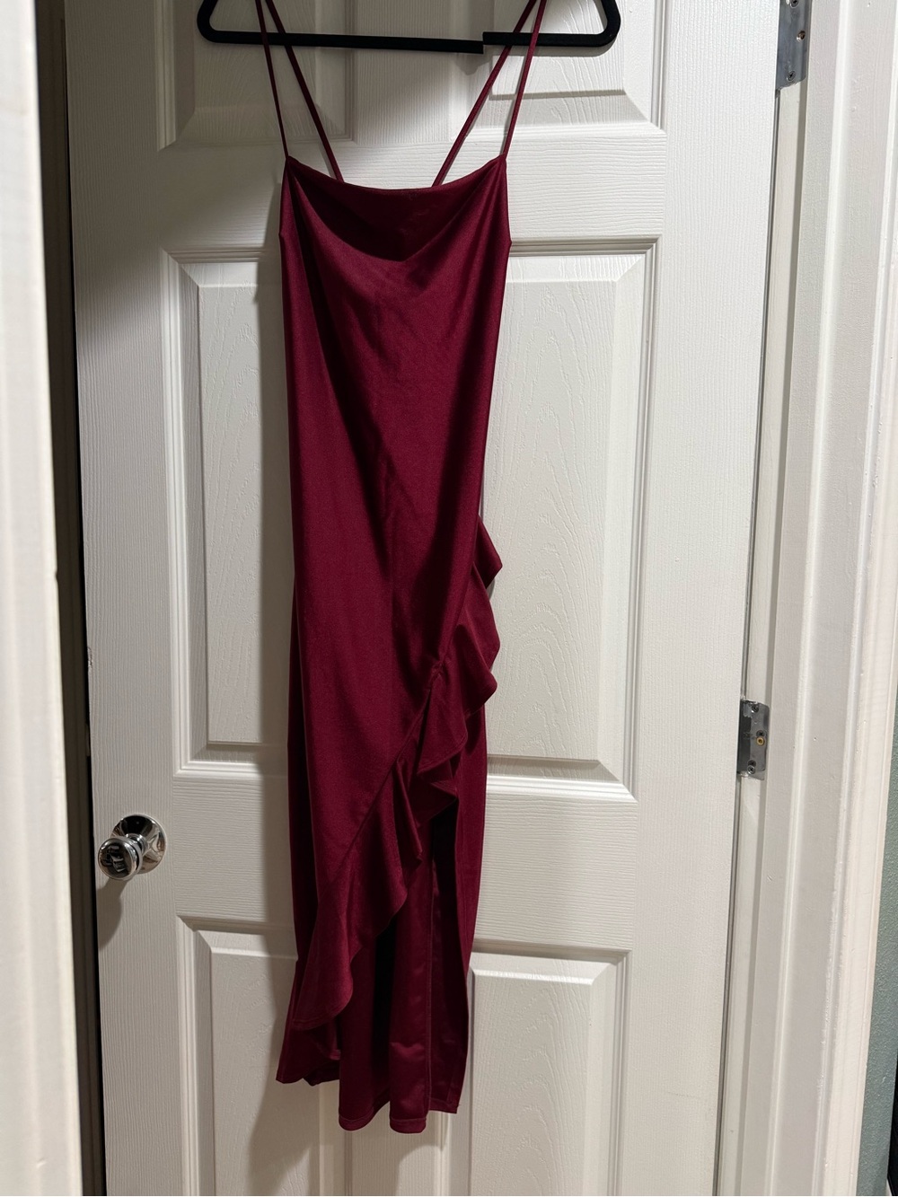 Windsor Wine Ruffle Slip Maxi Dress